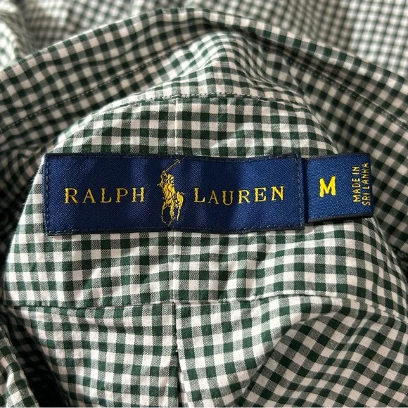 POLO Ralph Lauren Men's Casual Button Down Shirt Green White Size Medium - Picture 3 of 6